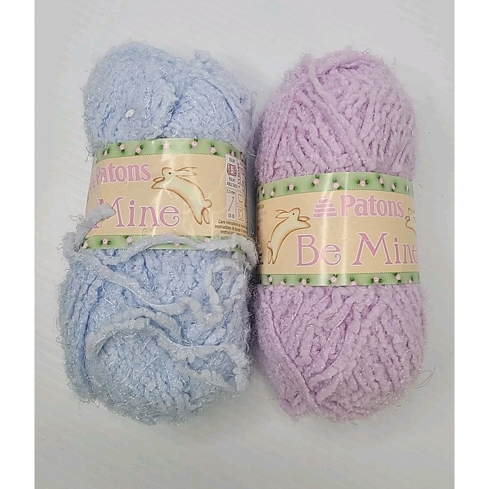 2 Patons Be Mine Yarn Skeins Lovely Lilac 1.68 oz & Cuddly Blue 1.87 oz NEW - Picture 2 of 5